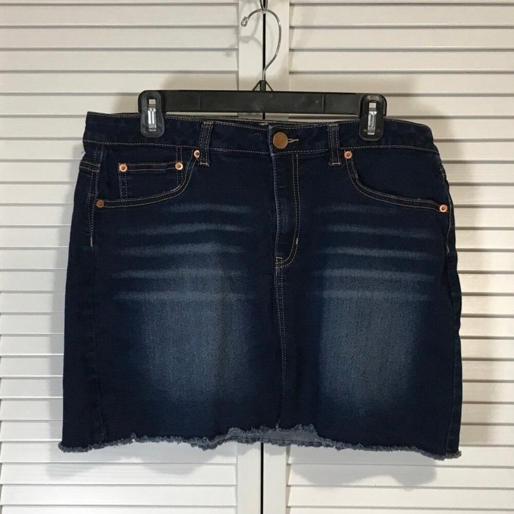 No Boundaries Mid Rise Blue Dark Wash Denim Jean Mini Skirt Junior 17